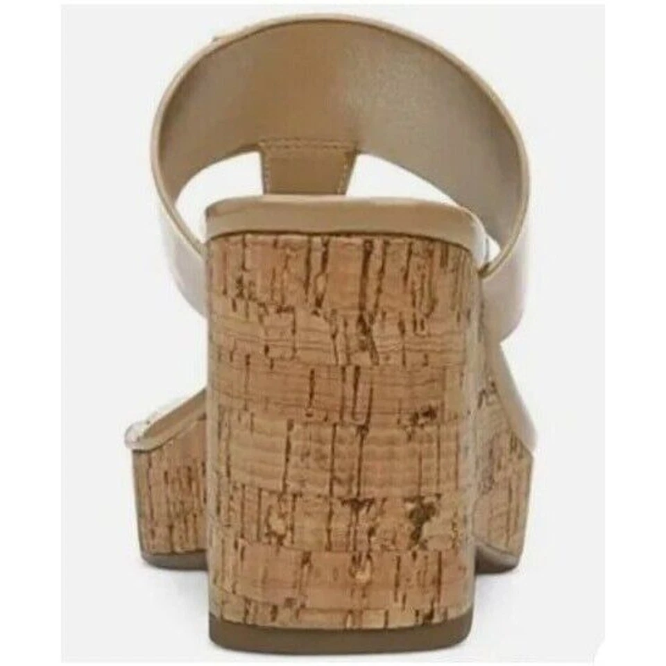 Mujer Talla 8.5 Sam Edelman Marrón Yardlie Oro Hebilla Cuña Open Toe Sandalia - Imagen 3 de 4