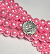 Pearl Glass Beads 12mm PINK Glass Beads Round Beads for Jewelry 30 pc