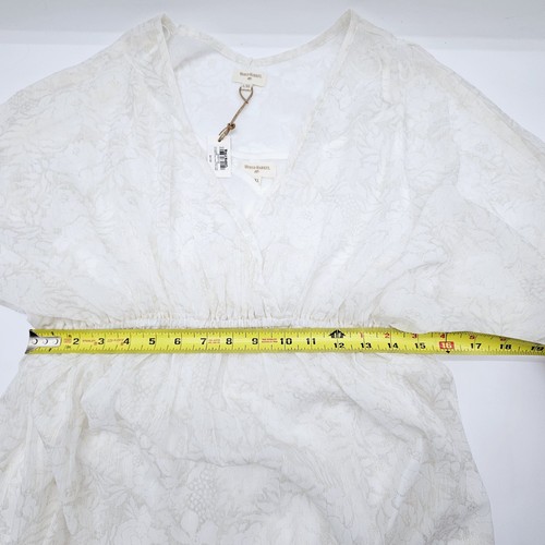 World Market Maxi Art Deco Empire Waist Dress Gauzy Boho Ivory With Gold L/XL - Picture 16 of 17