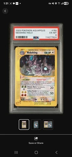 Pokémon 2003 Aquapolis Holo Card Nidoking 150/147 PSA 6