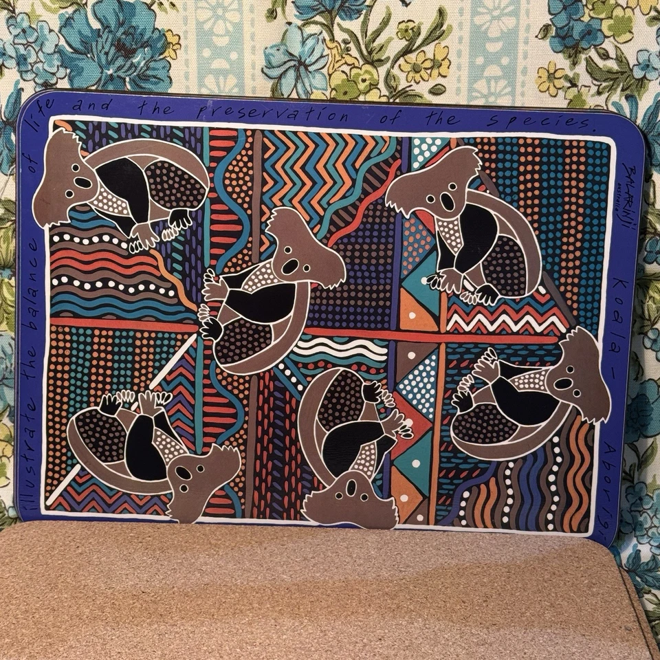 Vintage Balarinji Australia Colorful Animal Cork Placemats Set Of 6 (11.5”x8.5”) - Image 3 of 4