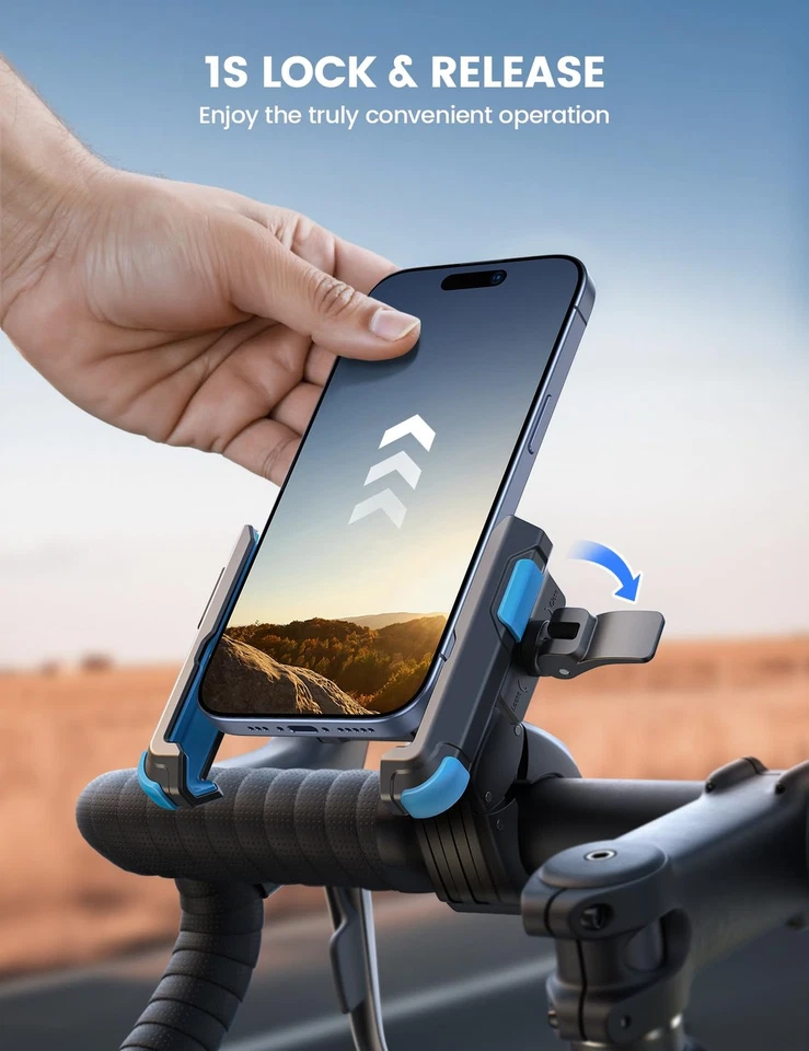 Lamicall Motorcycle Bike Phone Mount - 1s Quick Release Bike Cell Phone Holder - Image 3 of 4