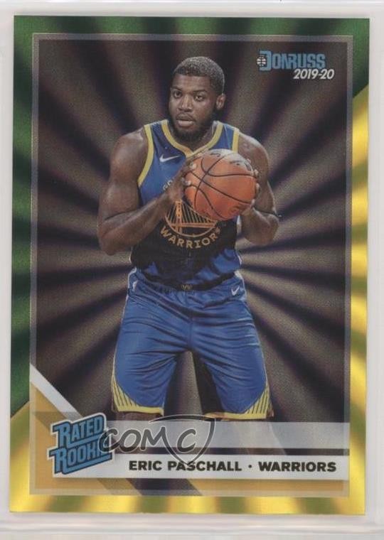 2019-20 Panini Donruss Rated Rookie Holo Green & Yellow Laser Eric Paschall 02ri