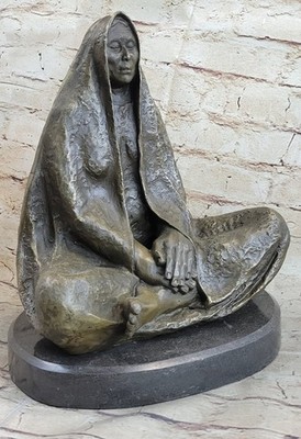 Hot Cast Native American Indian Art Bronze Statue Sculpture Home Office Decor NR