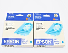  2 GENUINE OEM Epson 34 T0342 Cyan Ink Cartridge for Stylus Photo 2200 Printer