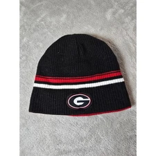 Georgia Bulldogs Knit Beanie Hat Cap Youth Kids Reversible Black Red College
