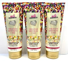 NEW SET OF 3 Bath & Body Works Milk Bar Birthday Cake Body Cream, 8 oz