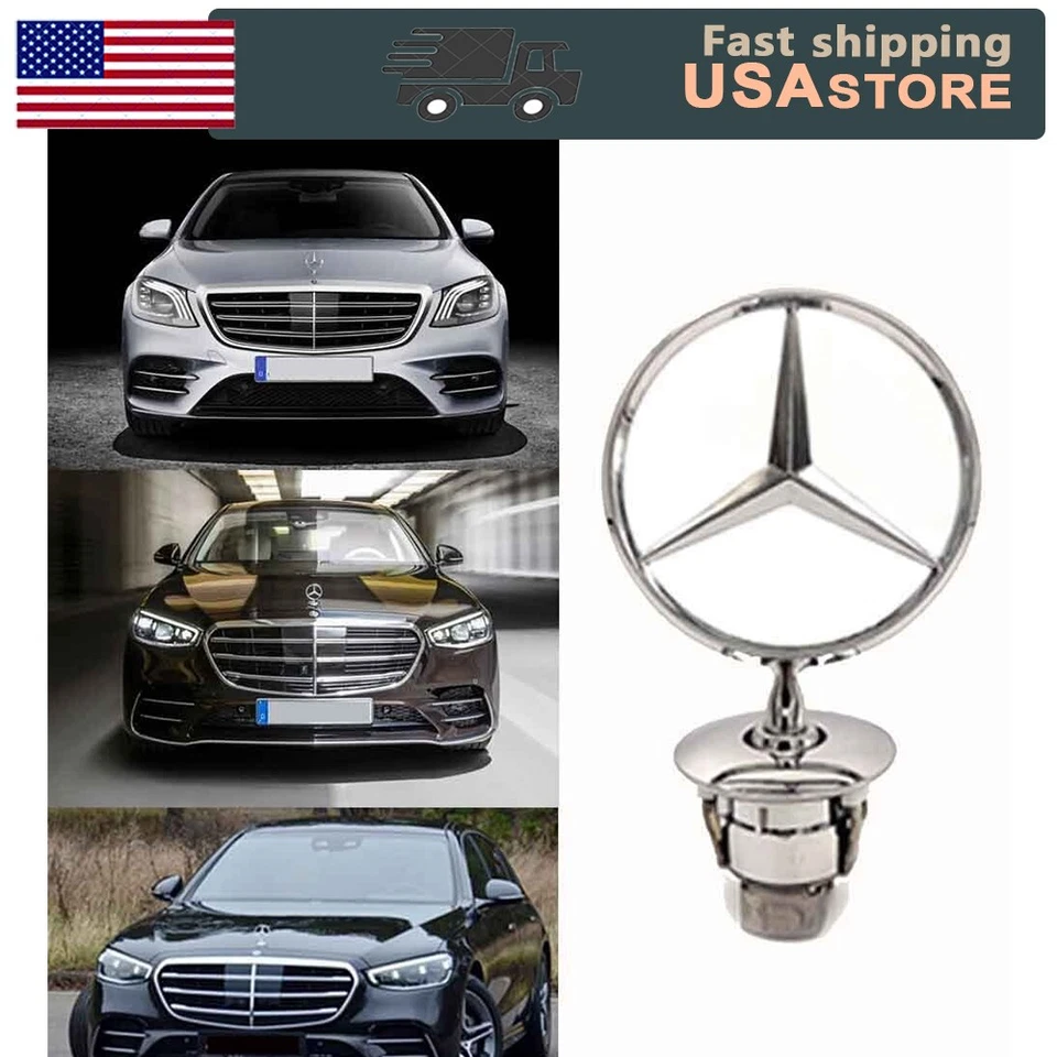 For Mercedes Benz C300 E400 S450 S43AMG Front Ornament Standing Hood Star Emblem Foto 2 de 4