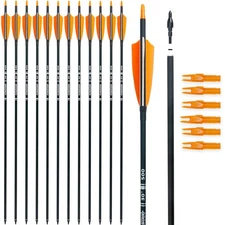 30" Carbon Arrows Archery Target Practice Hunting Arrows with 4" Turkey Feath...