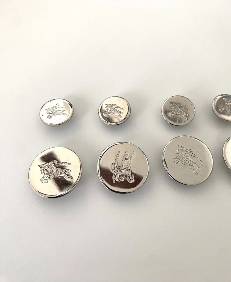 8 BURBERRY Silver Replacement Buttons for Suit Blazer Jacket Coat Tops 1/2" 1" - Image 2 of 4