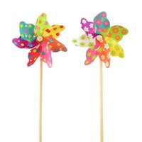 Windrad Balkon Deko Bunt Ø15Cm Punkte Blumen 2Er Set, 2 StüCk