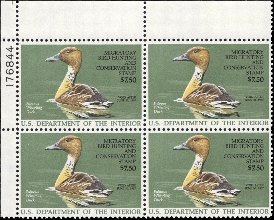 UNITED STATES-1987- Hunting Permit $7.5 Whistling Duck Sc# RW 53-Blk of 4-MNH OG - Image 3 of 3