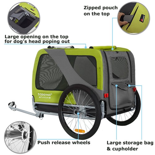 Remolque de bicicleta para perros DOGGYHUT® Premium XL remolque de bicicleta sin corredor - Imagen 16 de 34