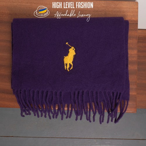 POLO RALPH LAUREN Men's Purple Solid Wool Scarf Shawl Size 158 cm x 28cm