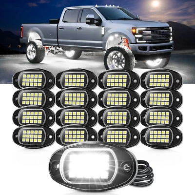 MICTUNING 16 Pods Pure White LED Rock Lights Offroad Truck Under Car Underglow System Lamp