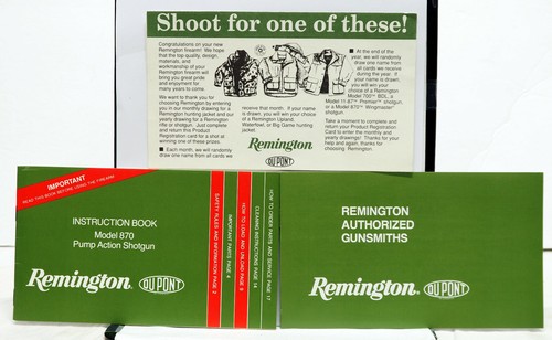 Original Remington Model 870 Pump Action Shotgun Instruction Book & Extras - Picture 2 of 5