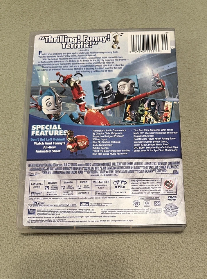 Robots DVD 2005 Widescreen Edition  Robin Williams Mel Brooks Halle Berry Booty - Image 4 of 4
