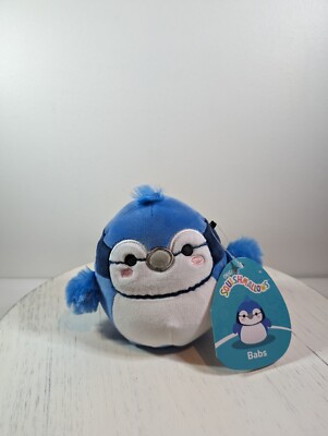 ORIGINAL SQUISHMALLOWS ADORABLE BABS BLUE JAY WITH FUZZY WINGS & WHITE BELLY 5''