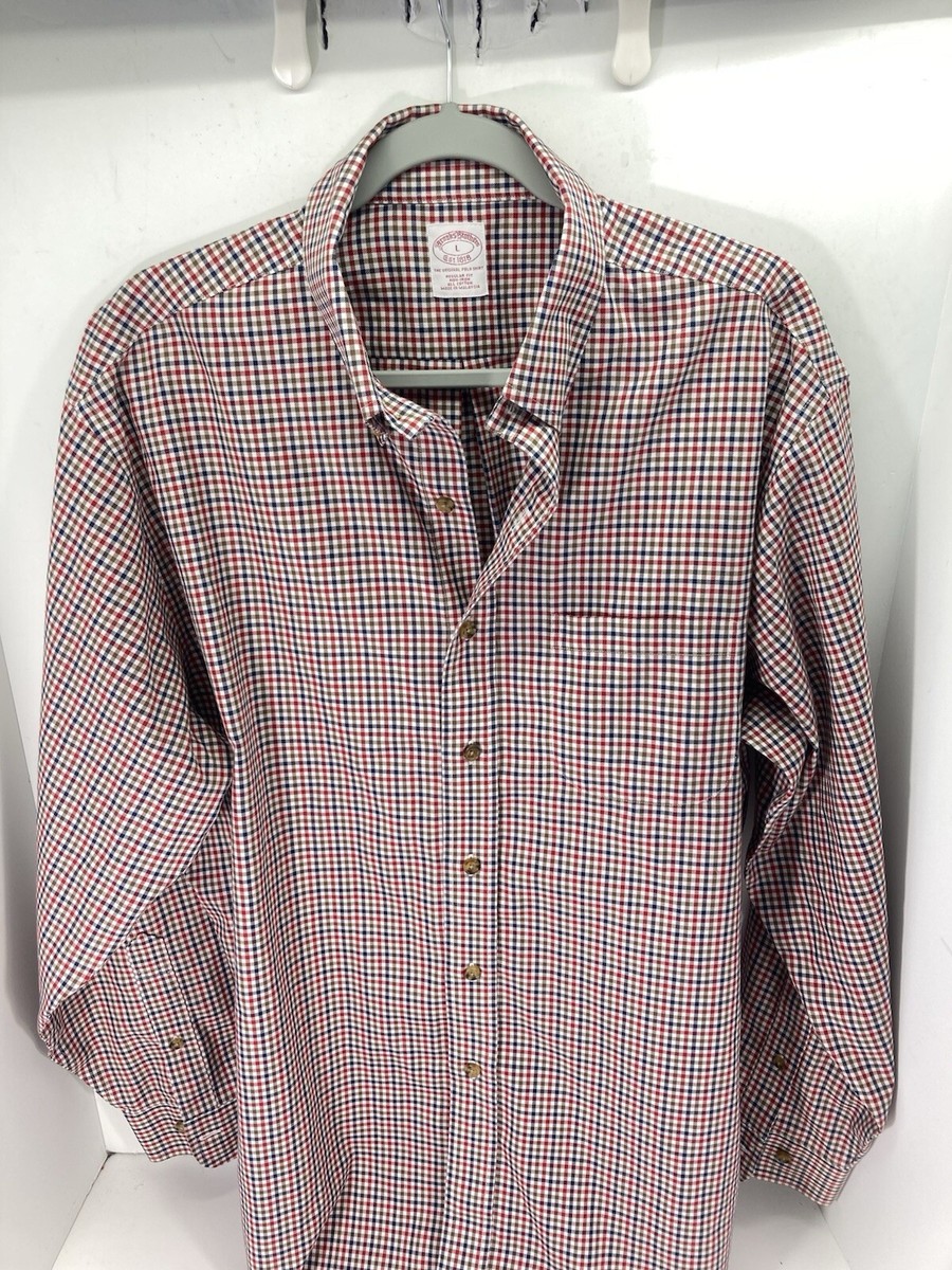 Brooks Brothers Shirt Men Size Large Red Check Button Long  display picture 1