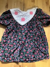 Vintage Young Hearts Size 4T Girls Collared Floral Velvet Dress