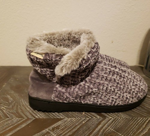 Solid Chenille Knit Boot Slipper 