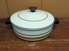 Vintage Regal Ware 5 Qt Stock Pot w/ Lid Tan w/ Stripes Retro MCM MADE In USA 2
