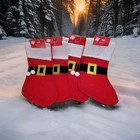 4 X Christmas Stocking Felt Santa Elf Boot Stocking 18 Inch Holiday Decor