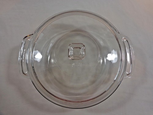 Cazuela Anchor Hocking 2 cuartos con tapa 1038 vidrio transparente redonda 9" EE. UU. - Imagen 2 de 5