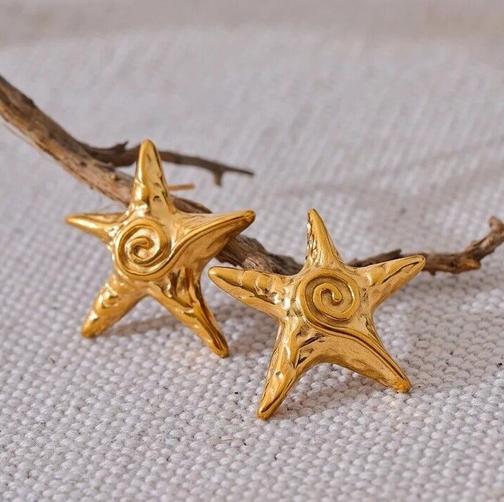 Stud Earrings for Women Earrings Screw Back Jewelry Star Round Silver Steel Stud-image