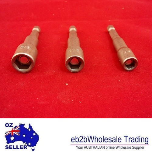 3Pcs HEX SOCKET DRIVER MAGNETIC NUT DRILL BIT 1/4 3/8 5/16" POWER TOOLS BIT - Picture 8 of 10