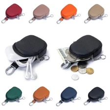 Genuine Leather Small Coin Change Wallet Purse w/Key Ring Earphones Storage Bag