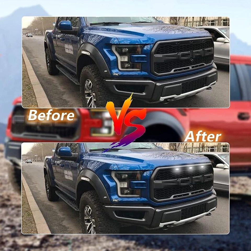 3x Luces de circulación LED blancas con rejilla Raptor para camioneta Toyota Tacoma Tundra RAV4 Foto 4 de 4