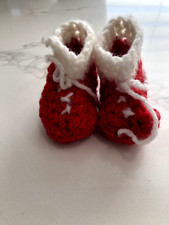 Baby Girl Vintage 80's Red Knitted Booties