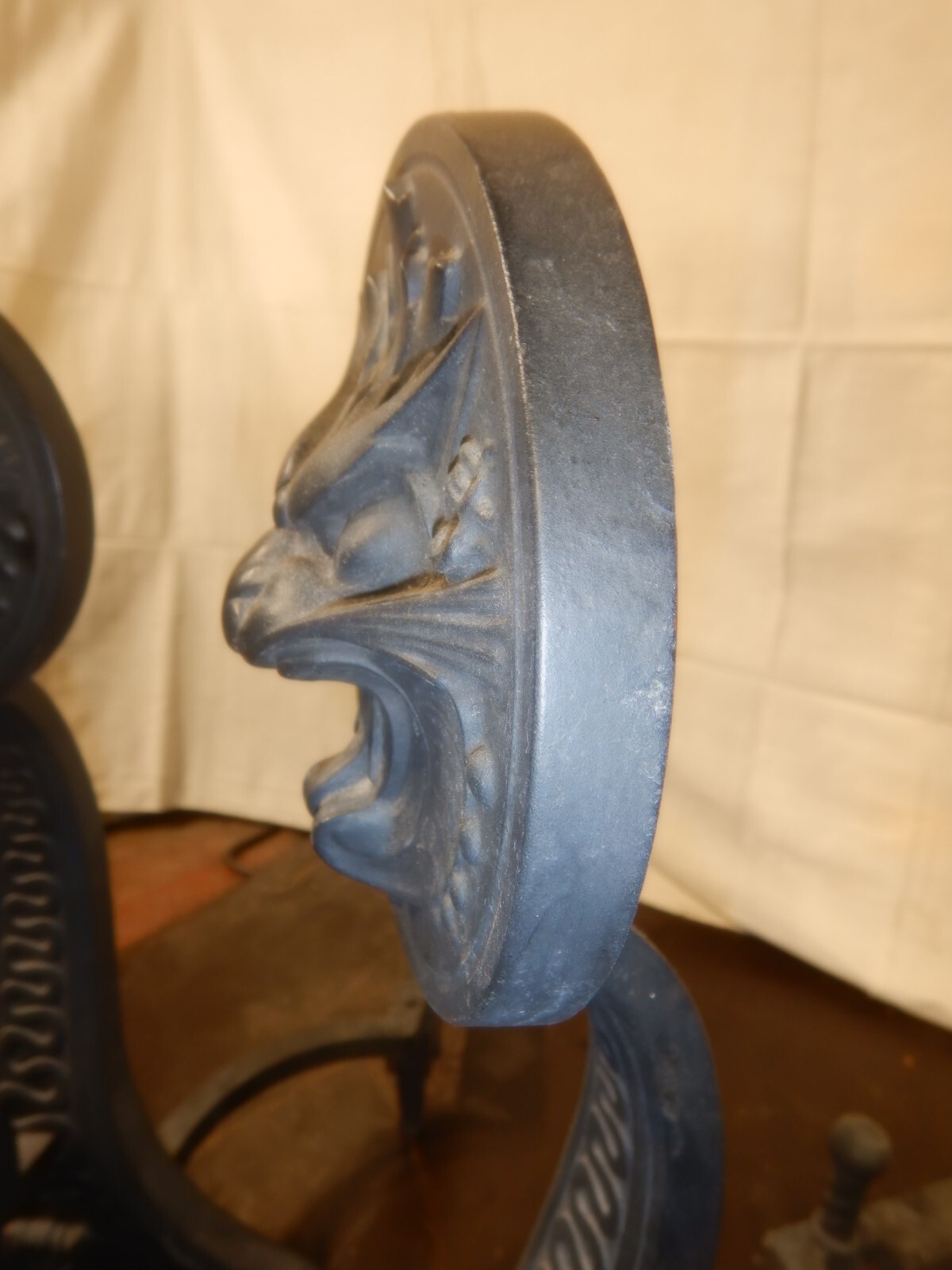 Antique Art Nouveau Gothic Dragon Bradley Hubbard Cast Iron Fireplace Andirons 