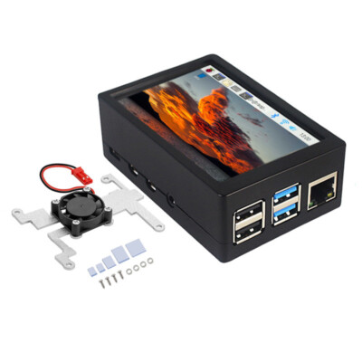 3.5'' 480x320 Touch Screen LCD Display + Acrylic Case +  Fan for Raspberry 3 4 B