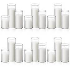 Shihanee White Pillar Candles and Glass Cylinder Vases includes 3", 5", 7" Ca...