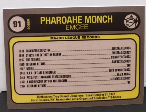 PHAROAHE MONCH Limited Baseball Rookie Art Card HIP HOP RAP Organized Konfusion - Picture 2 of 3