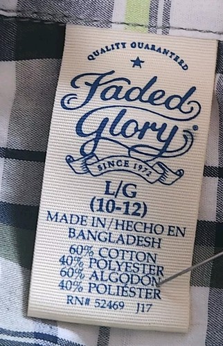 Faded Glory Boy's Sz L (10-12) Plaid Long Sleeve Shirt Button-up Pocket - Picture 5 of 6