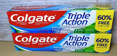 (2 Pack) Colgate Triple Action -Original Mint Toothpaste - 4 Oz. Ea.