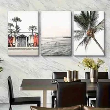 3pcs Palm Trees Summer Beach Ocean Metal Print  Ready to Hang Art
