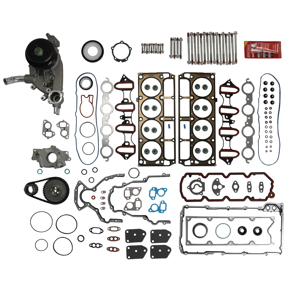 Cylinder Engine Gasket Kit w/Bolts & Water Pump For 02-11 Chevy GMC Buick 5.3L - Image 2 of 4