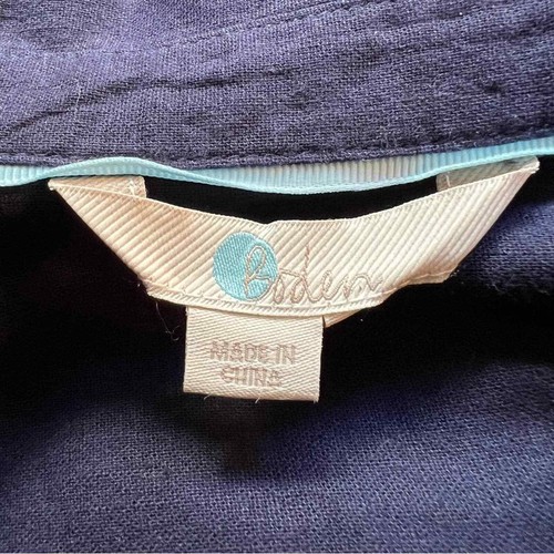 Boden marineblau Midi Leinenmischung Gürtel Schichtkleid - Bild 9 von 11