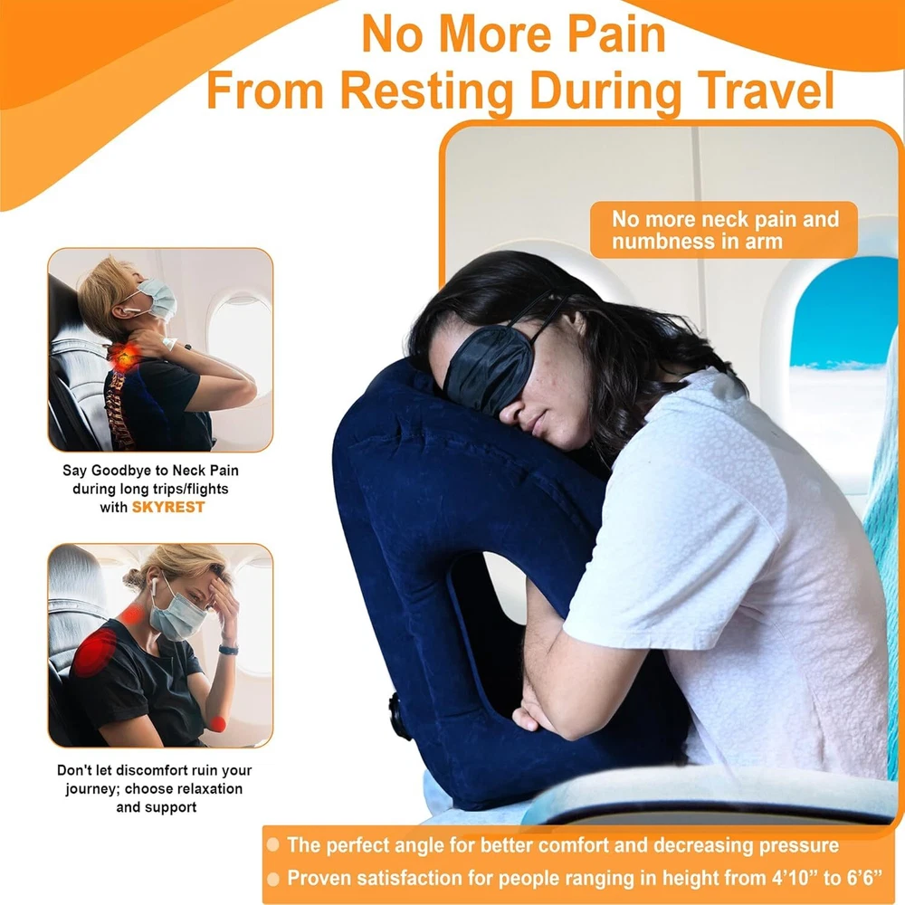 Inflatable Neck Pillow for Travel - Comfortable Support on Planes Buses Cars