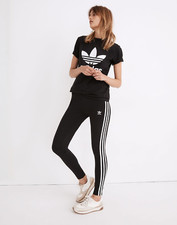 Adidas Originals cotton black 3 stripes logo leggings size small