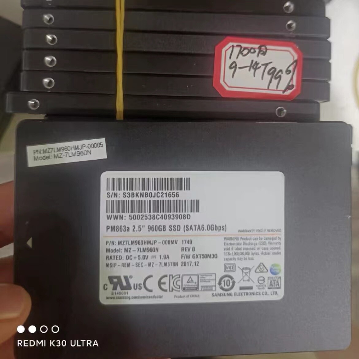Samsung 960GB PM863a SSD SATA III TLC 2.5