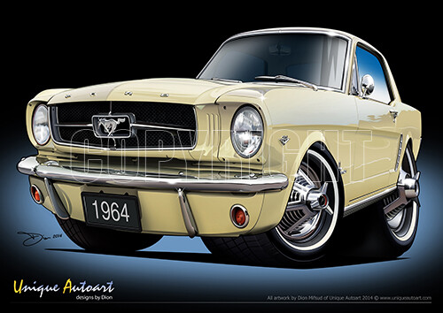 1964 Mustang Coupe - Classic Mustang Coupe Print (17 Colours ) - Picture 10 of 20