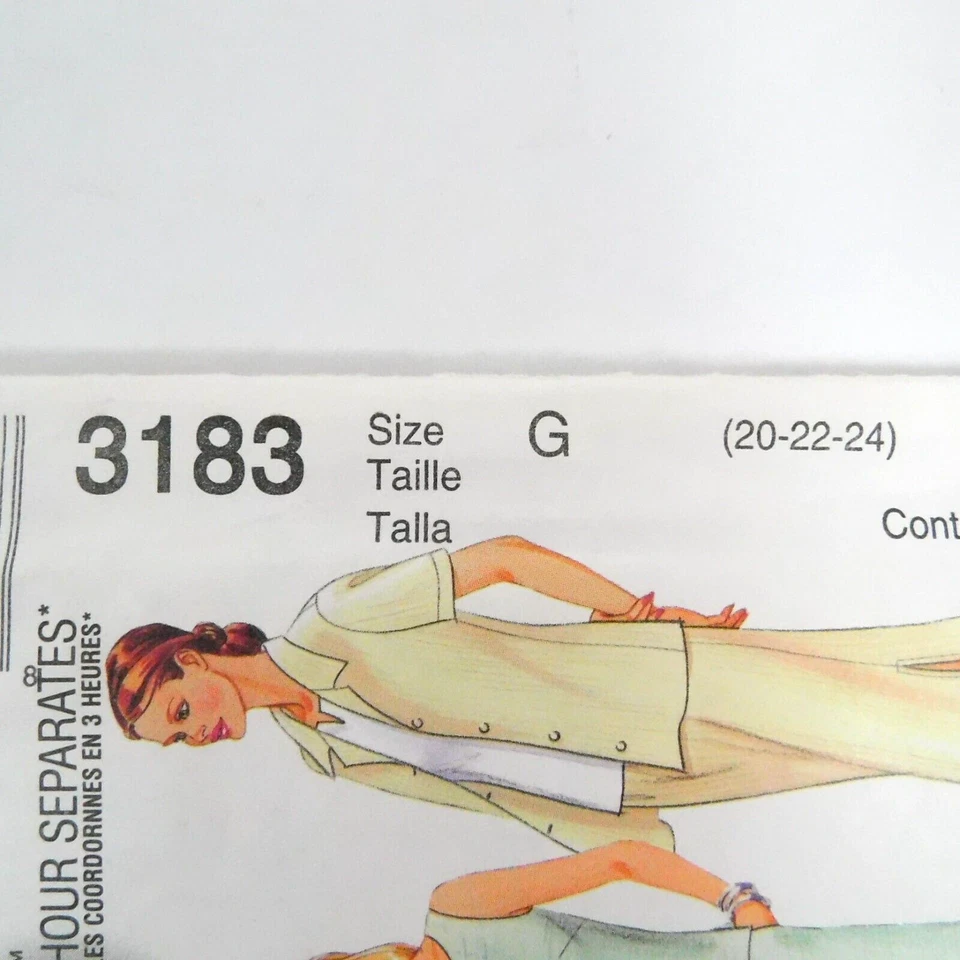 McCalls 3183 Misses Shirt Jacket Top Pants Skirt Sewing Pattern Uncut Size 20-24 - Image 4 of 4