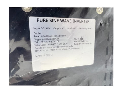 3000W Pure Sine Wave Power Inverter – 36V DC to 120V/240V AC Split Phase - Picture 2 of 2