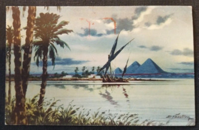 Abgest. 16.09.1964 POST CARD U.A.R. Egypt. No. 12. - The Pyramids and Nile