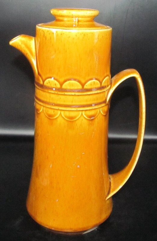 VTG MCM Brown Ceramic Pottery Tea/Coffee Pot Carafe Pitcher Entertaining Cafe